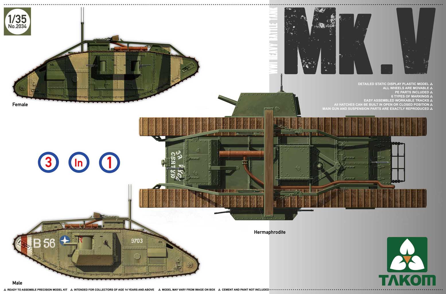WWI Heavy Battle Tank Mark.V (3 in 1)