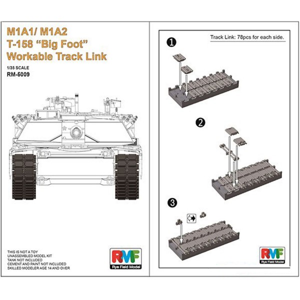M1A1 / M1A2 T-158 "Big Foot" Workable Track Link
