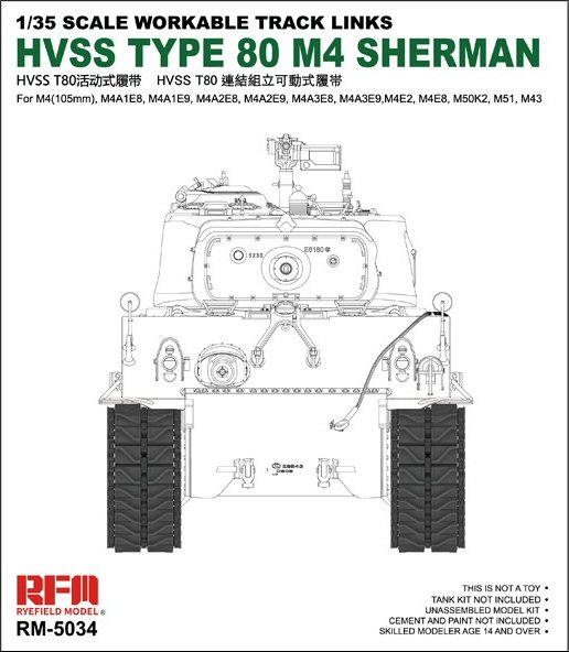 Workable Tracks Links HVSS T80 For M4 Sherman